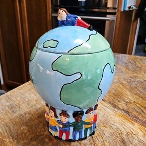 Rare SAVE THE CHILDREN OF THE WORLD Colorful Globe Cookie Jar
